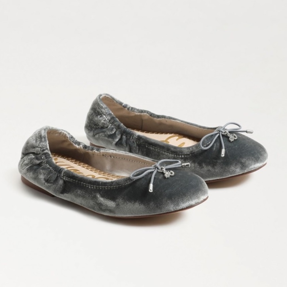 NIB Sam Edelman Felicia Kids Ballet Flat Smokey Blue Velvet Size 3M